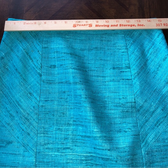 Worth Collection Turquoise Raw Silk Skirt with Fringe Hem Size 4 - Picture 9 of 10